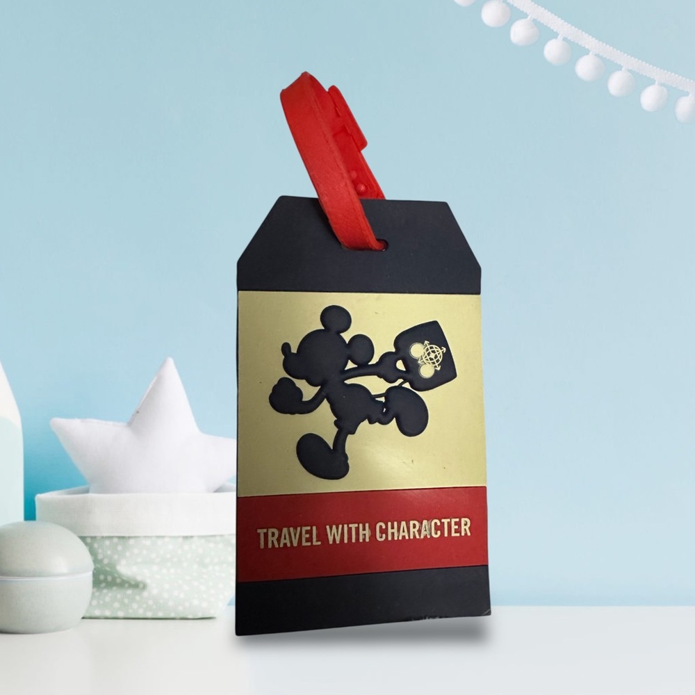 Disney Resort Micky Travel with Character luggage tag black Red Cream
